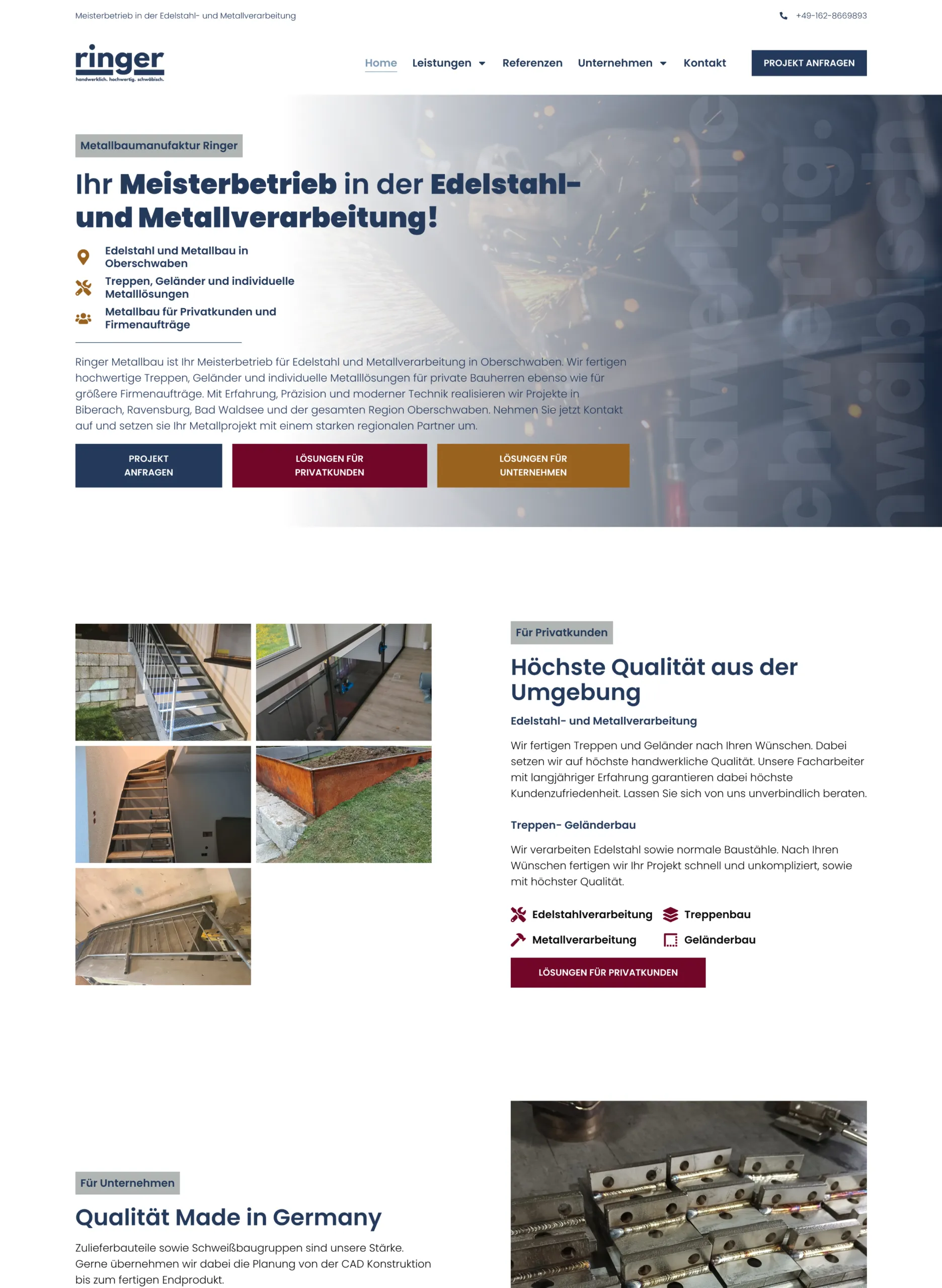 Edelstahl Außentreppe von Metallbau Ringer in Oberschwaben gefertigt