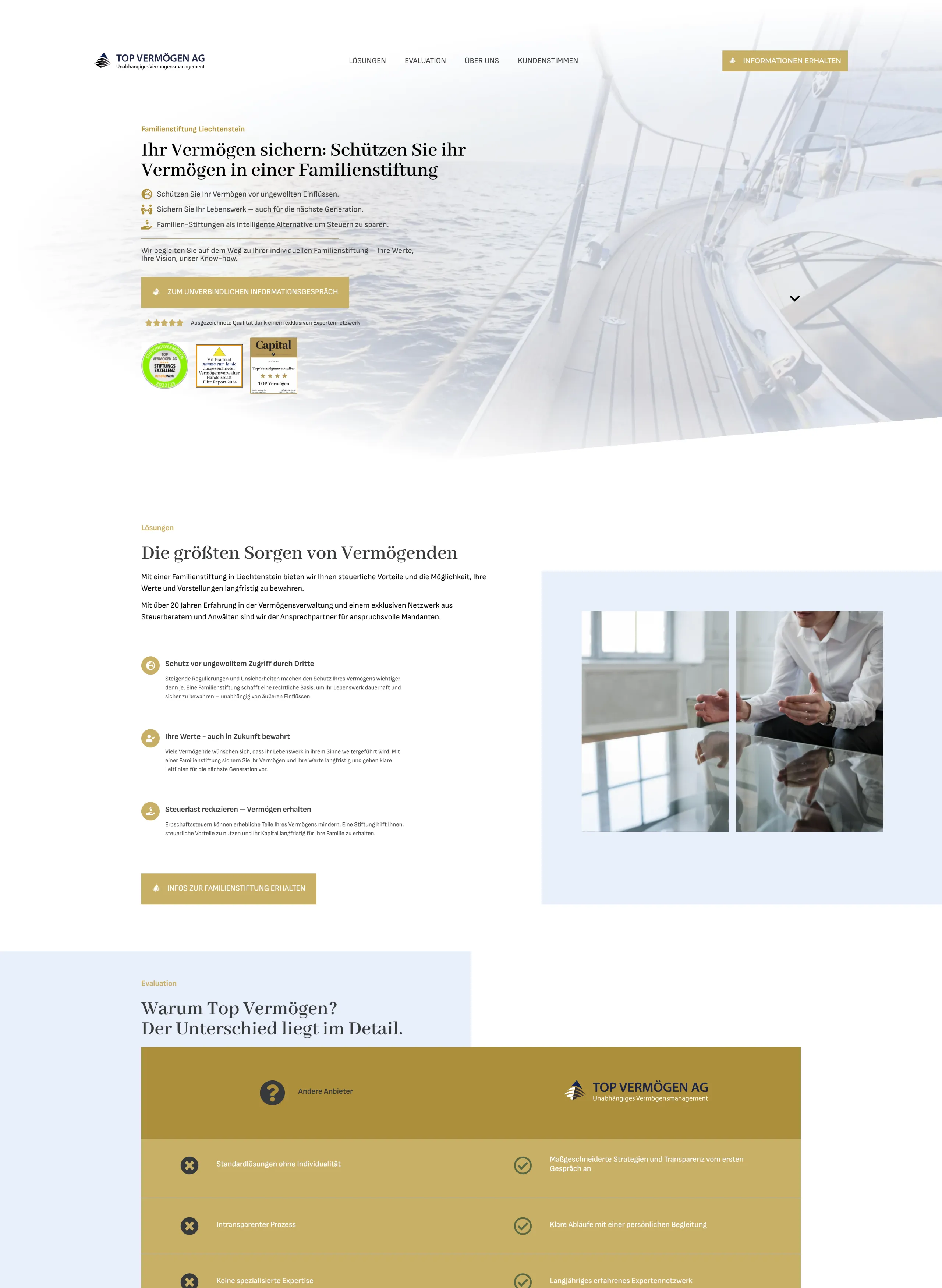 Top Vermögen AG Landingpage Screenshot