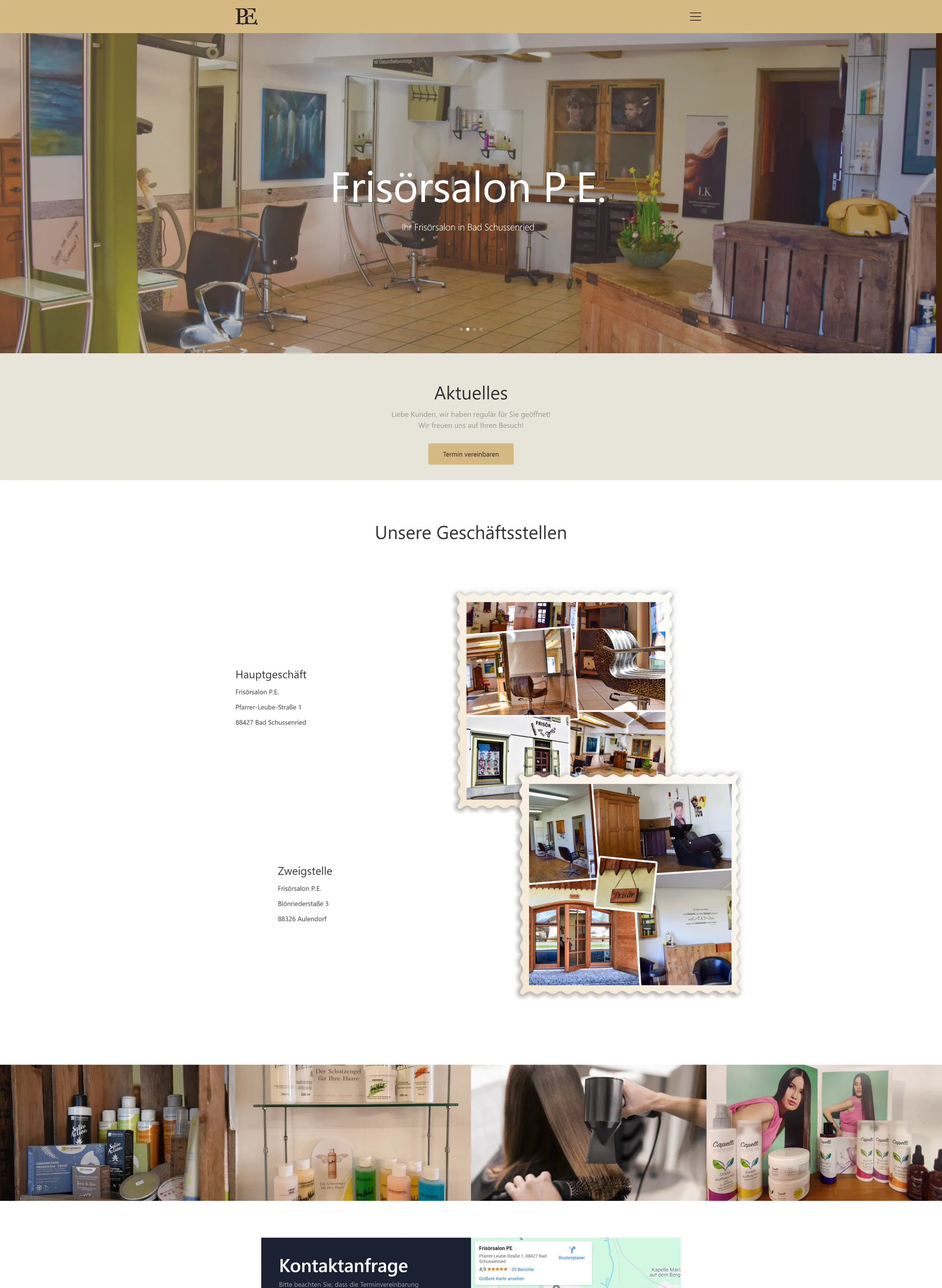 Friseursalon PE Webseite Screenshot