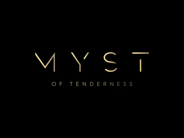 AMICA Parfums — Logo MYST mit Wortmarke in Gold auf Schwarz