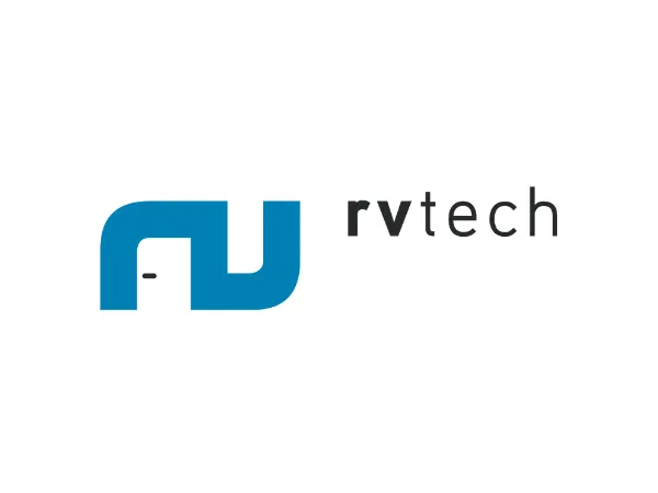 RV Tech — Logo (rvtech, Spezialist für elektrische Dachfensterantriebe, Zentralverriegelung und Heckstützensteuerung im Wohnmobil)
