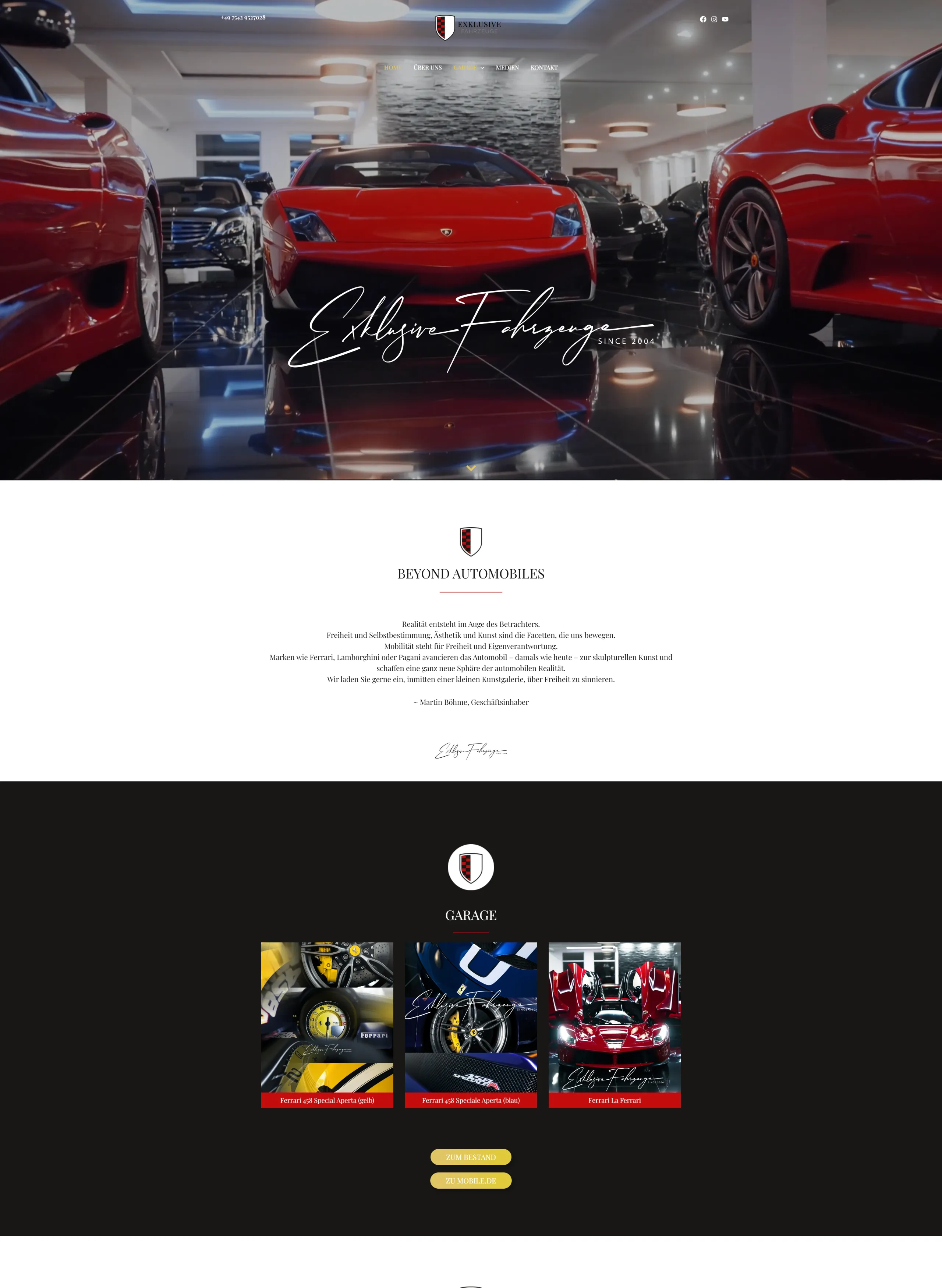 Exklusive Fahrzeuge Webseite Screenshot