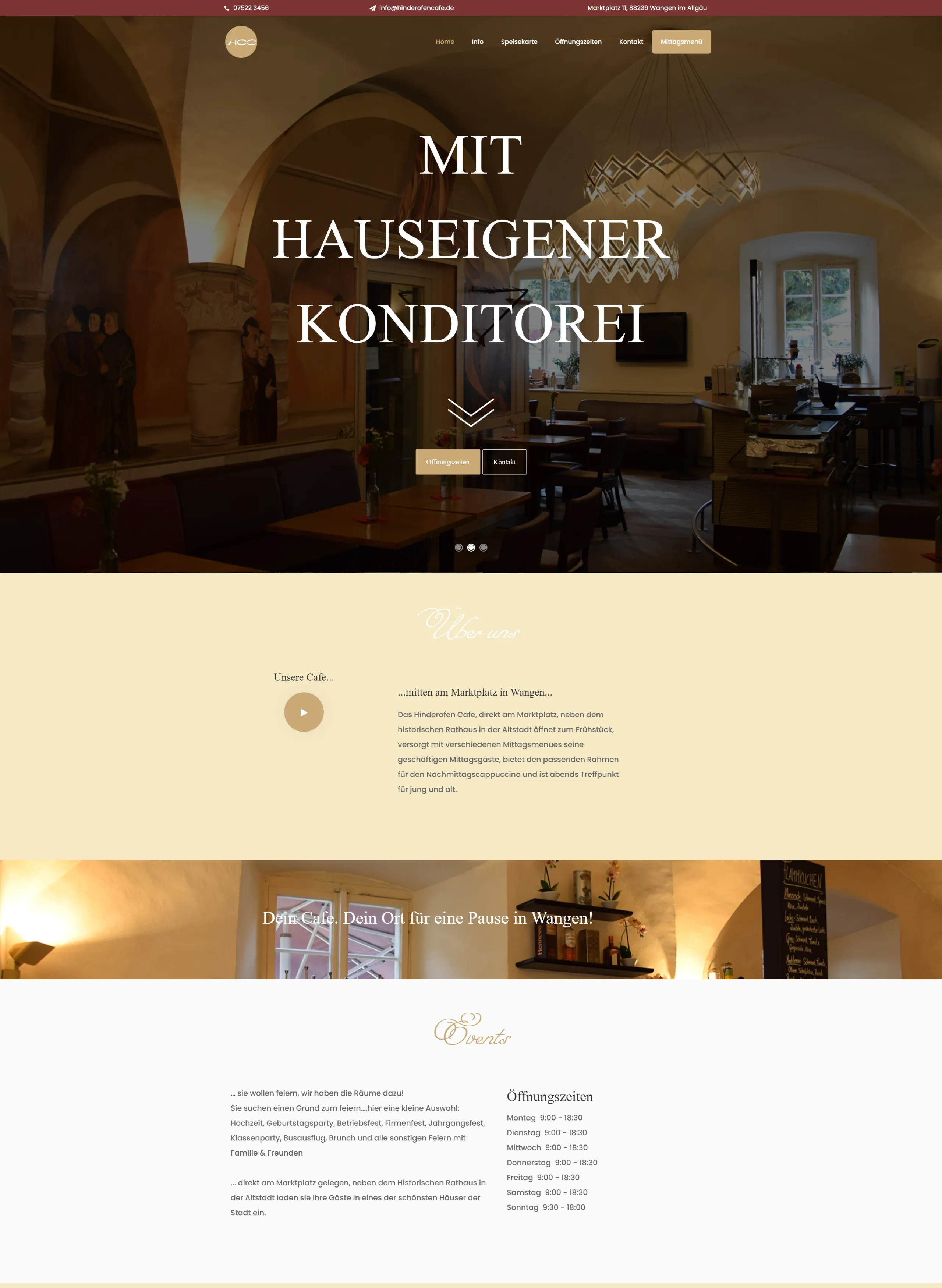 Hinderofencafe Webseite Screenshot