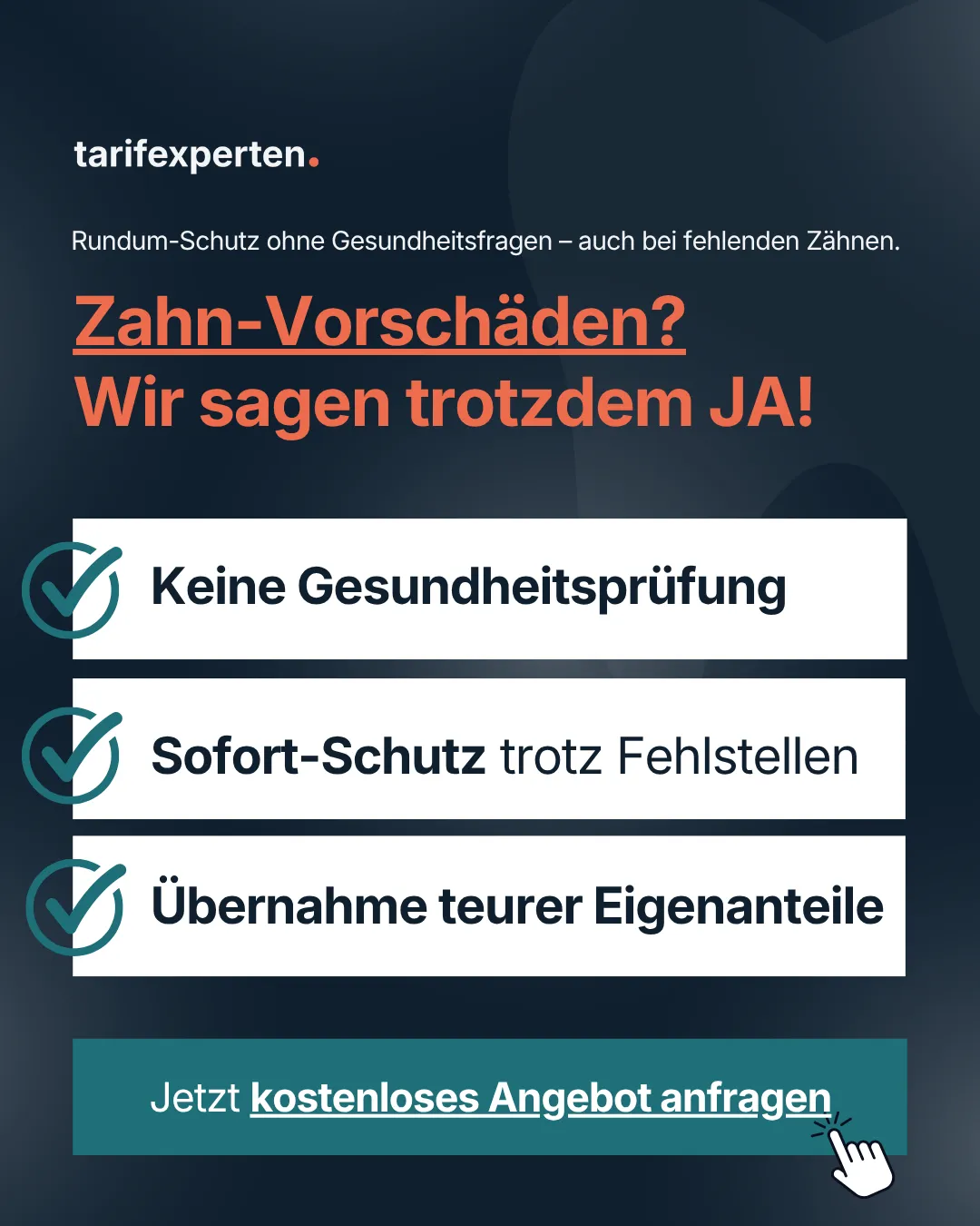Tarifexperten Social Ad — Zahnzusatzversicherung Hook 3