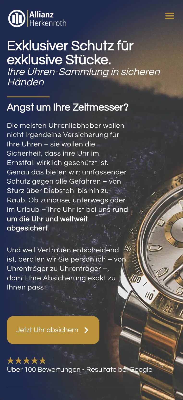 Mobile Hero-Ansicht der Website von Allianz-Generalvertretung Herkenroth (Alexander Herkenroth)