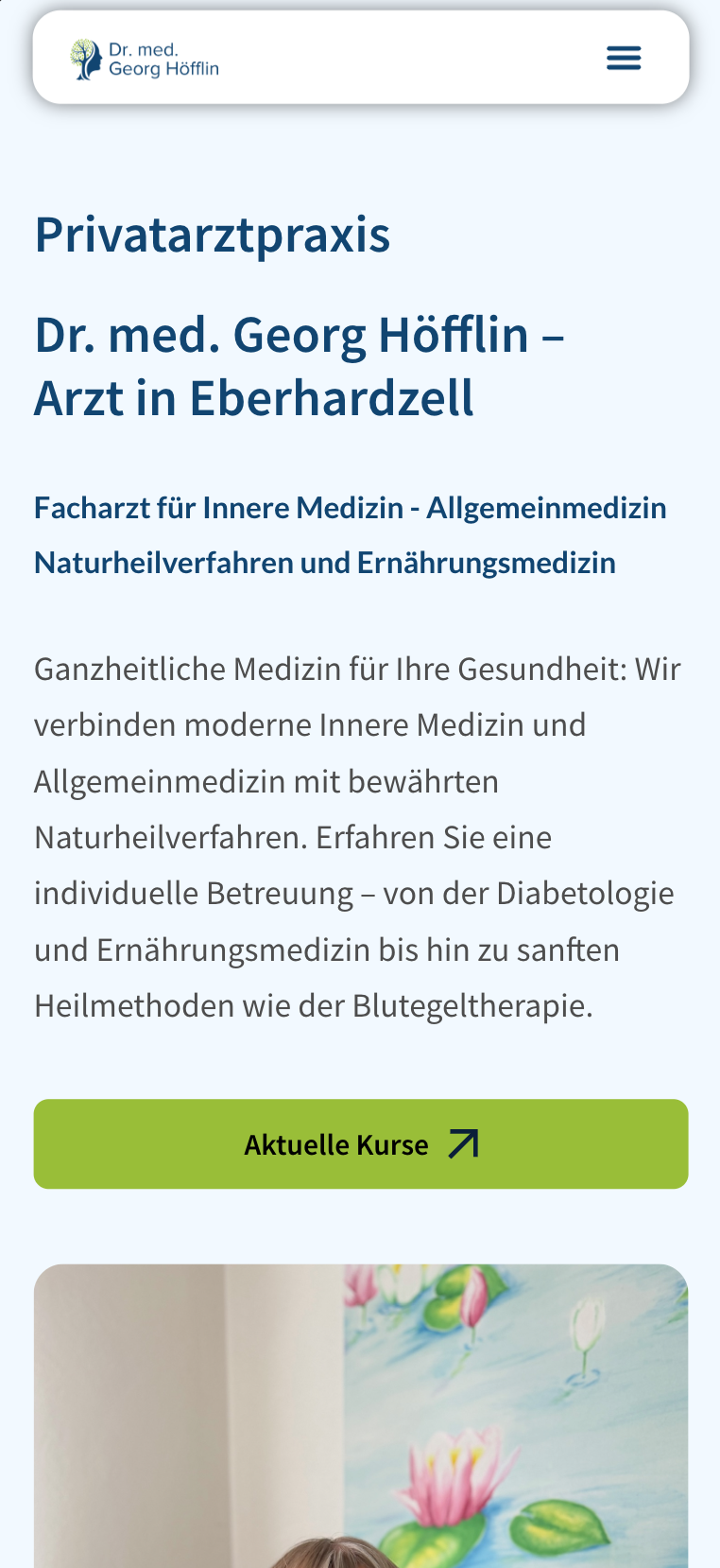 Mobile Hero-Ansicht der Website von Dr. Georg Höfflin