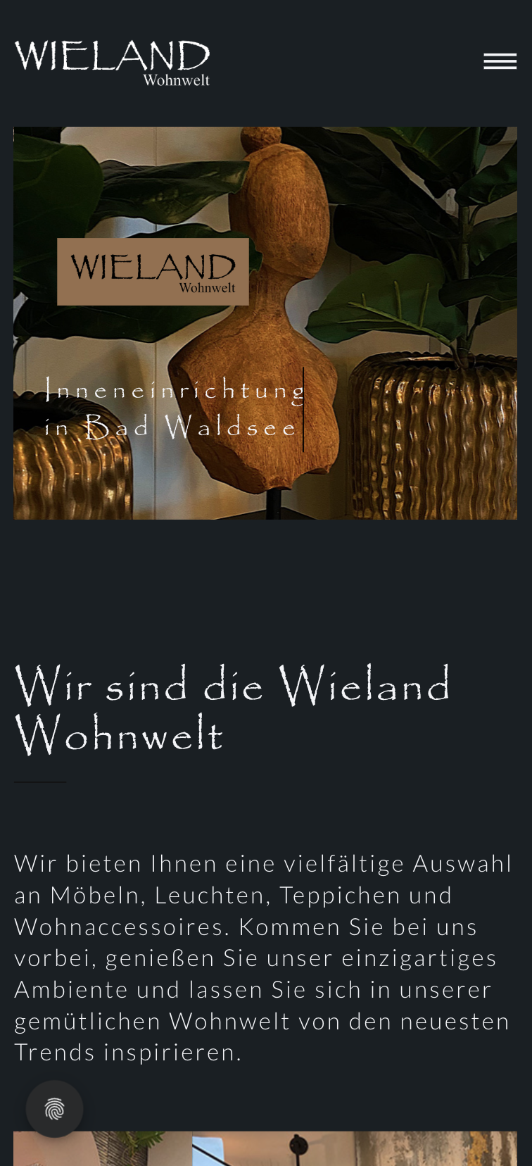 Mobile Hero-Ansicht der Website von Wieland Wohnwelt